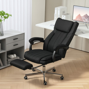 Fauteuil de bureau manager grand confort repose-pied dossier inclinable accoudoirs tétière rembourrés tissu noir