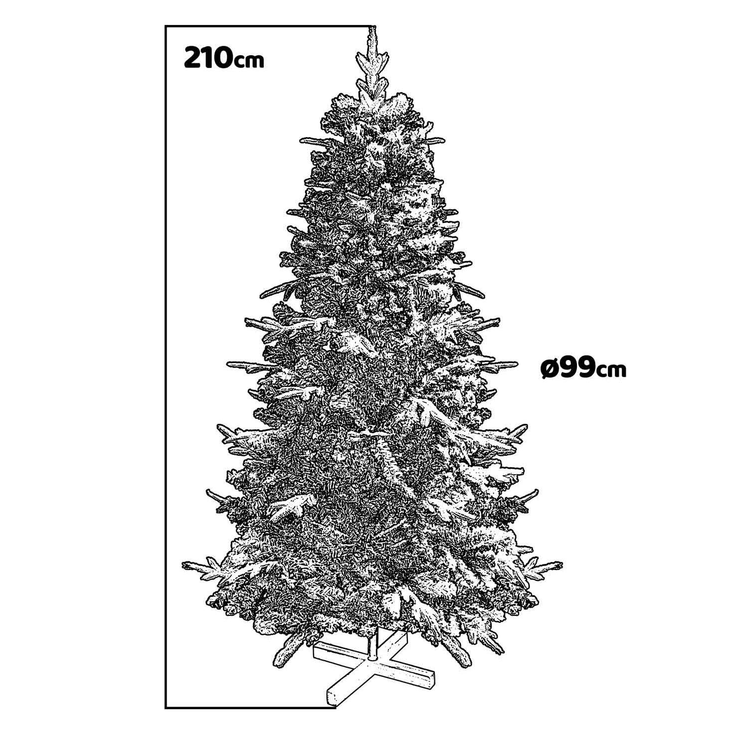 Donder - Albero di Natale innevato effetto realistico in PE e PVC ø99x210H, 658 rami