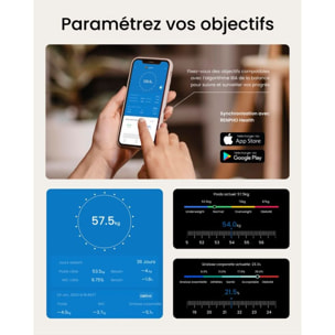 Pèse personne connecté RENPHO Elis Nova A031- Impédancemètre Haute Précision Bluetooth, 13 Données corporelles - Rechargeable