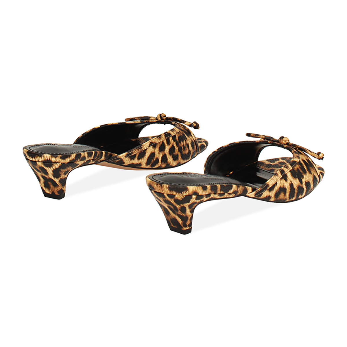 Mules open toe donna leopard, tacco 4 cm