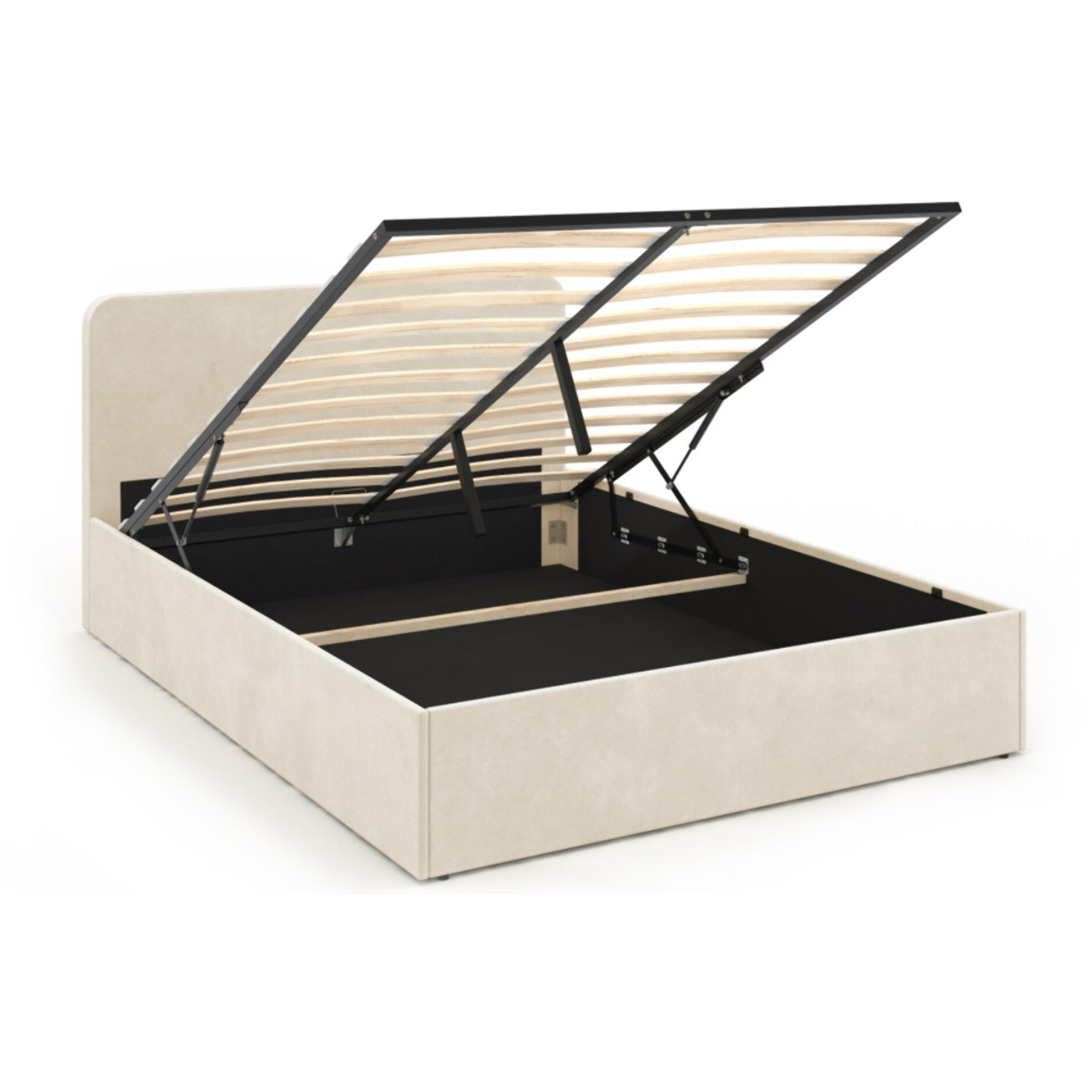 Lit avec tete de lit arrondie Louise - Velours beige
