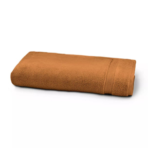 Drap de douche pur coton 550 g/m² uni orange Elea rouille