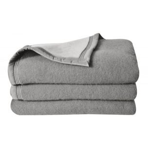 Couverture 100% Pure Laine Vierge Double face "Volta" 500 gr/m² Toison d'Or - Volta Anthracite Souris