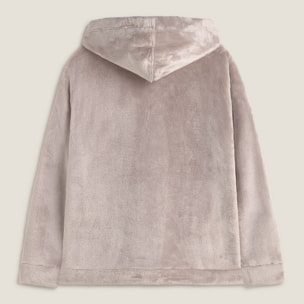 Chaqueta efecto pelo capucha Este color gris piedra Poliéster