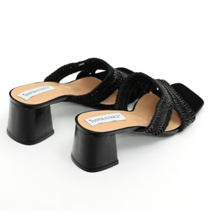 Sandali in simil pelle con tacco comodo quadrato