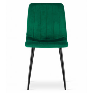 Set di 3 sedie Lava in velluto verde scuro con gambe nere