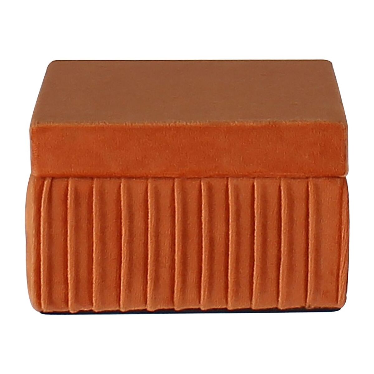 BOITE EN VELOURS PLISSÉ TERRACOTTA INTÉRIEUR NOIR 12X12X7 CM VRILLE