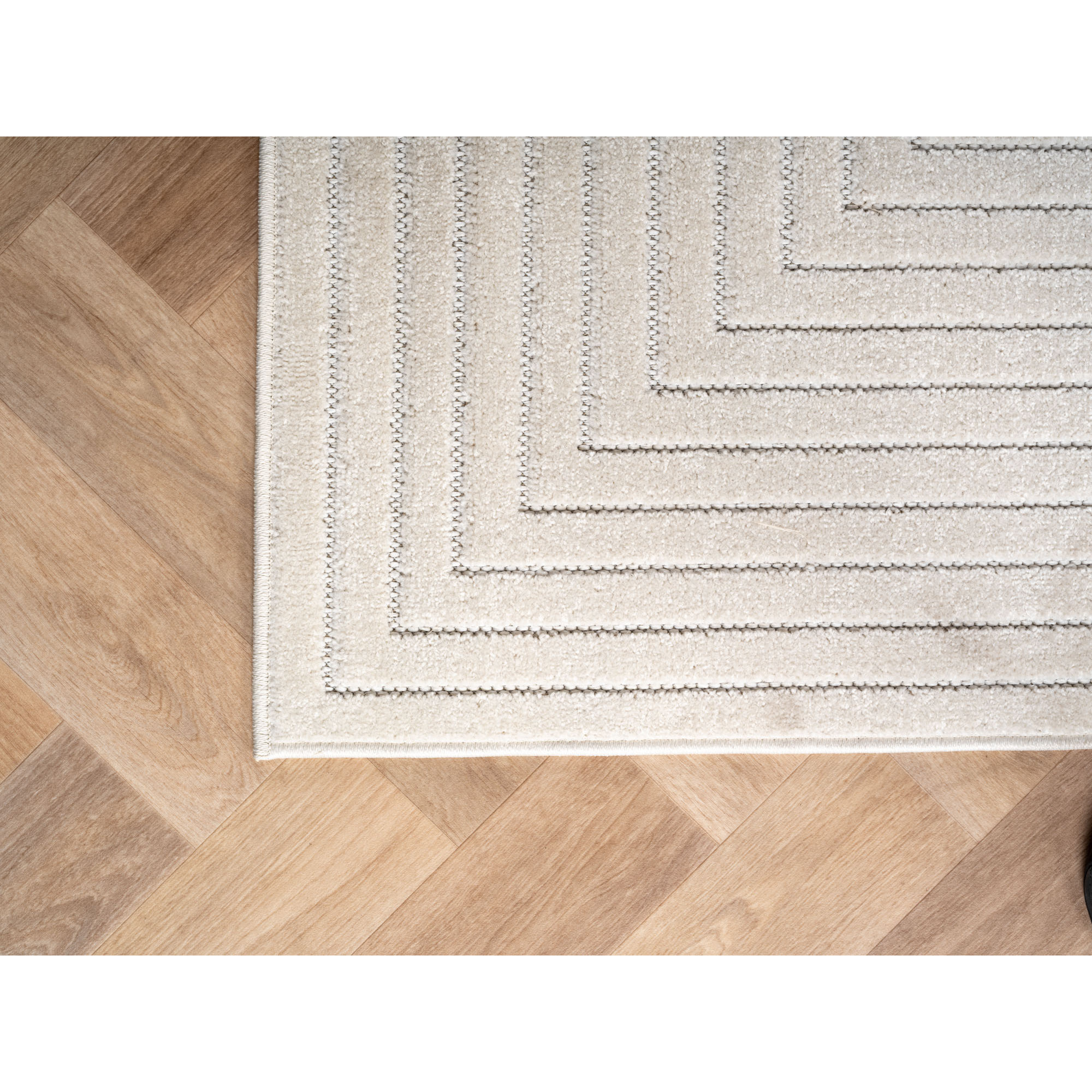 ALVORA - Tapis intérieur/extérieur crème à motif graphique
