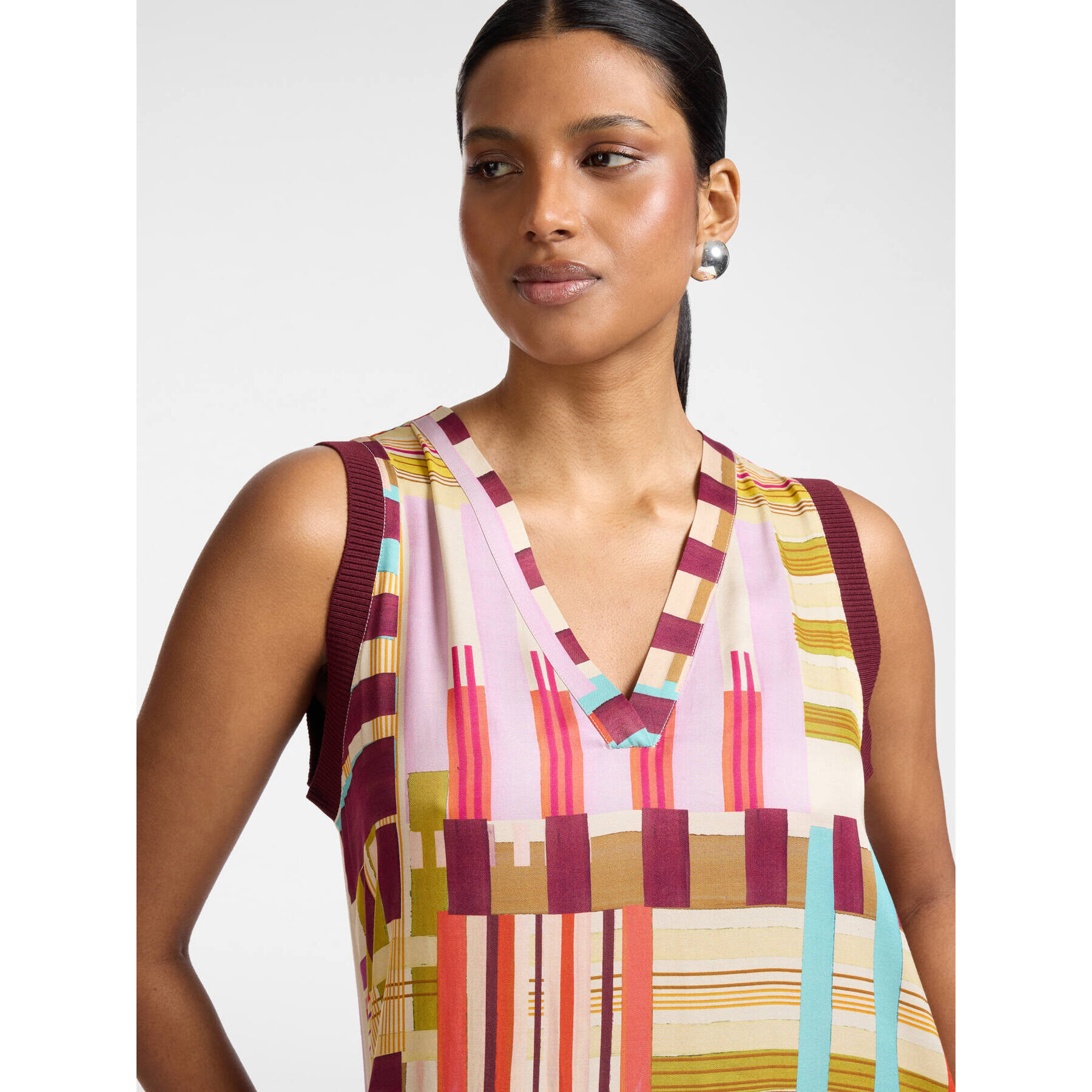 Elena Mirò - Vestido largo en raso estampado - Rosa