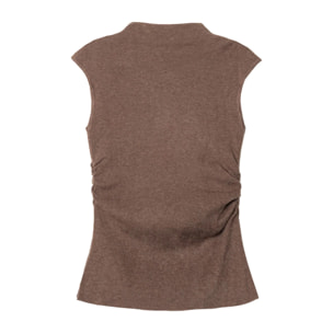 Top de punto sin mangas con frunces laterales de mujer