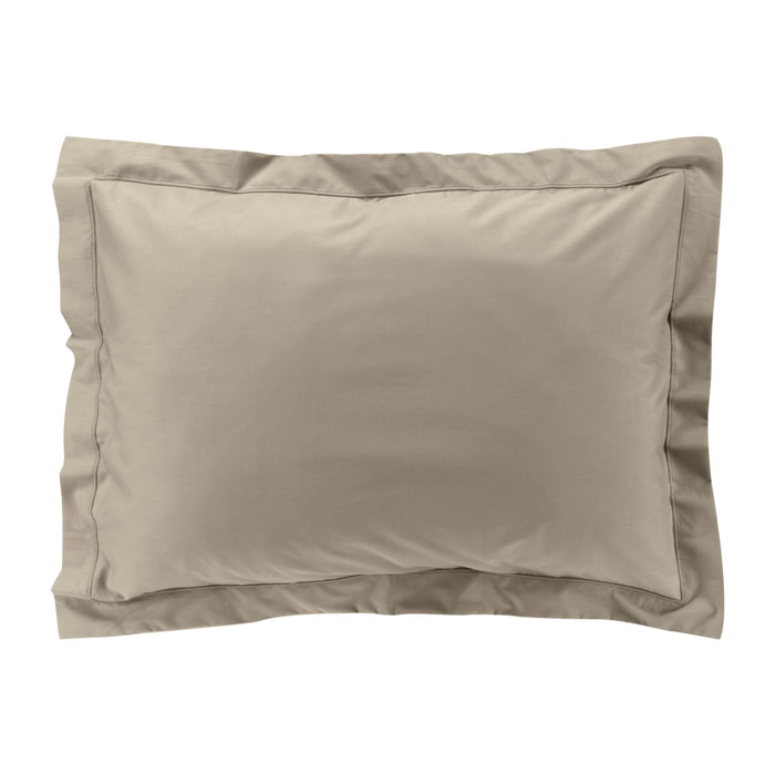 Taie d'oreiller volant plat 100% percale de coton ORIGINE - Sable