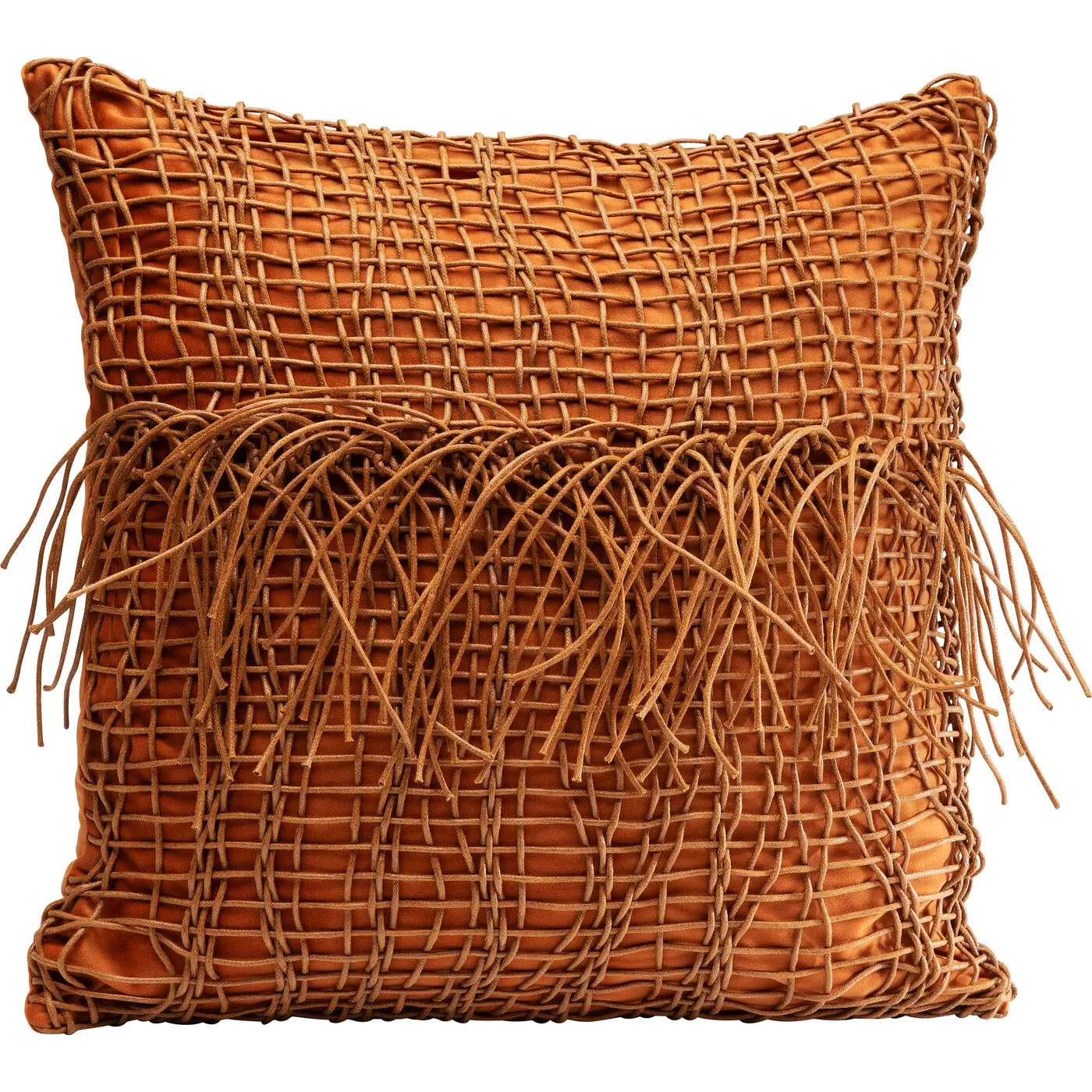 Coussin Zoe orange franges Kare Design