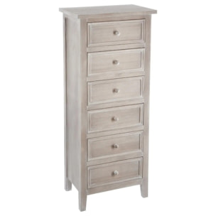 Chiffonnier "Charme" bois blanchi 6 tiroirs