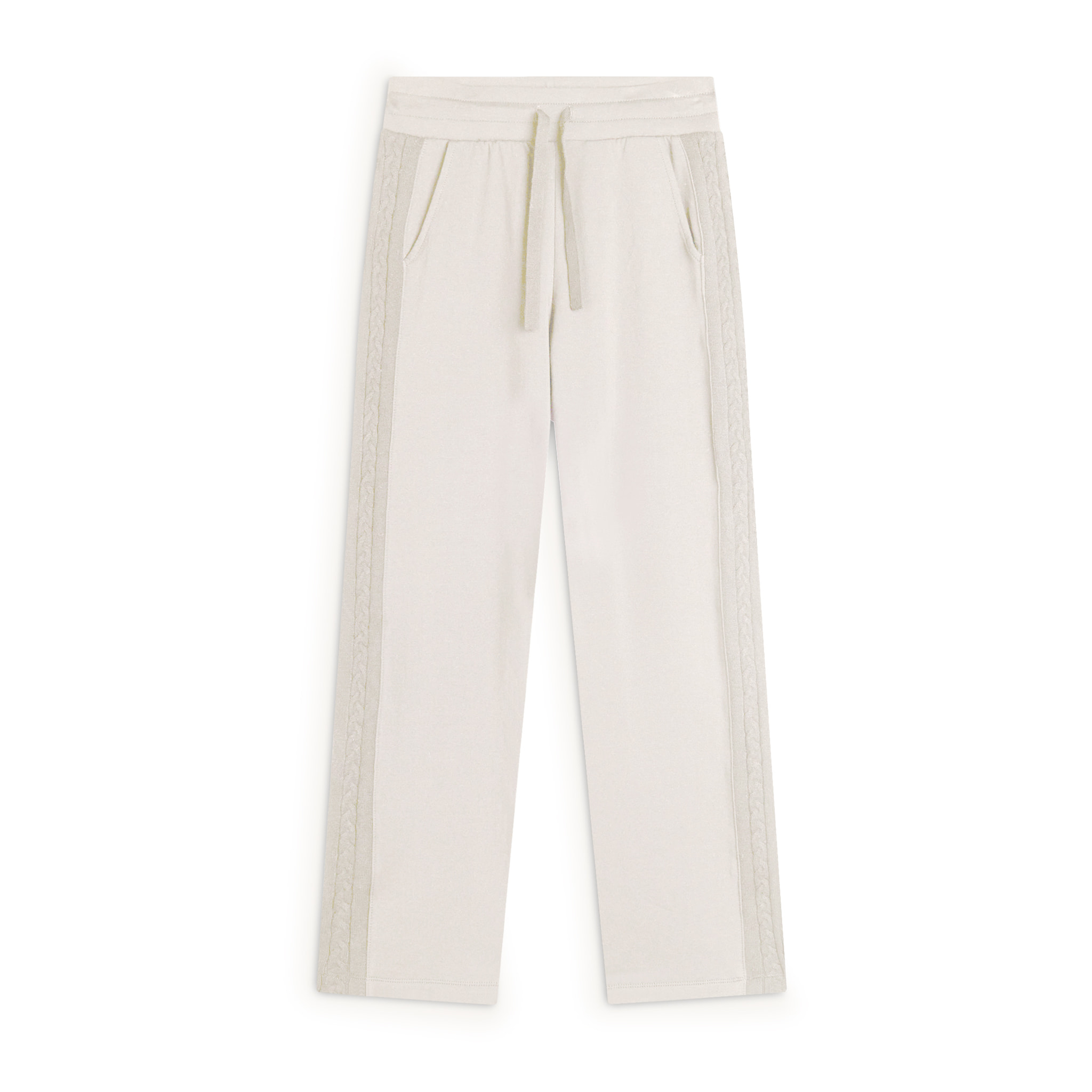 Pantalone lungo in felpa modal con bande a trecce