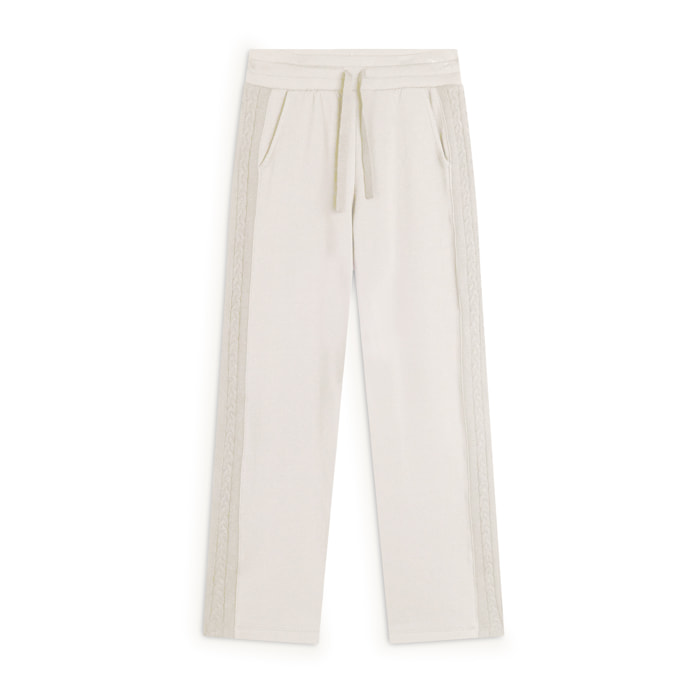 Pantalone lungo in felpa modal con bande a trecce