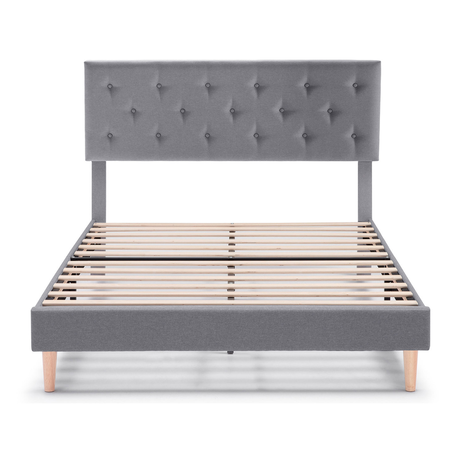 Estructura de cama tapizada Rosi de 30 cm Gris Oscuro