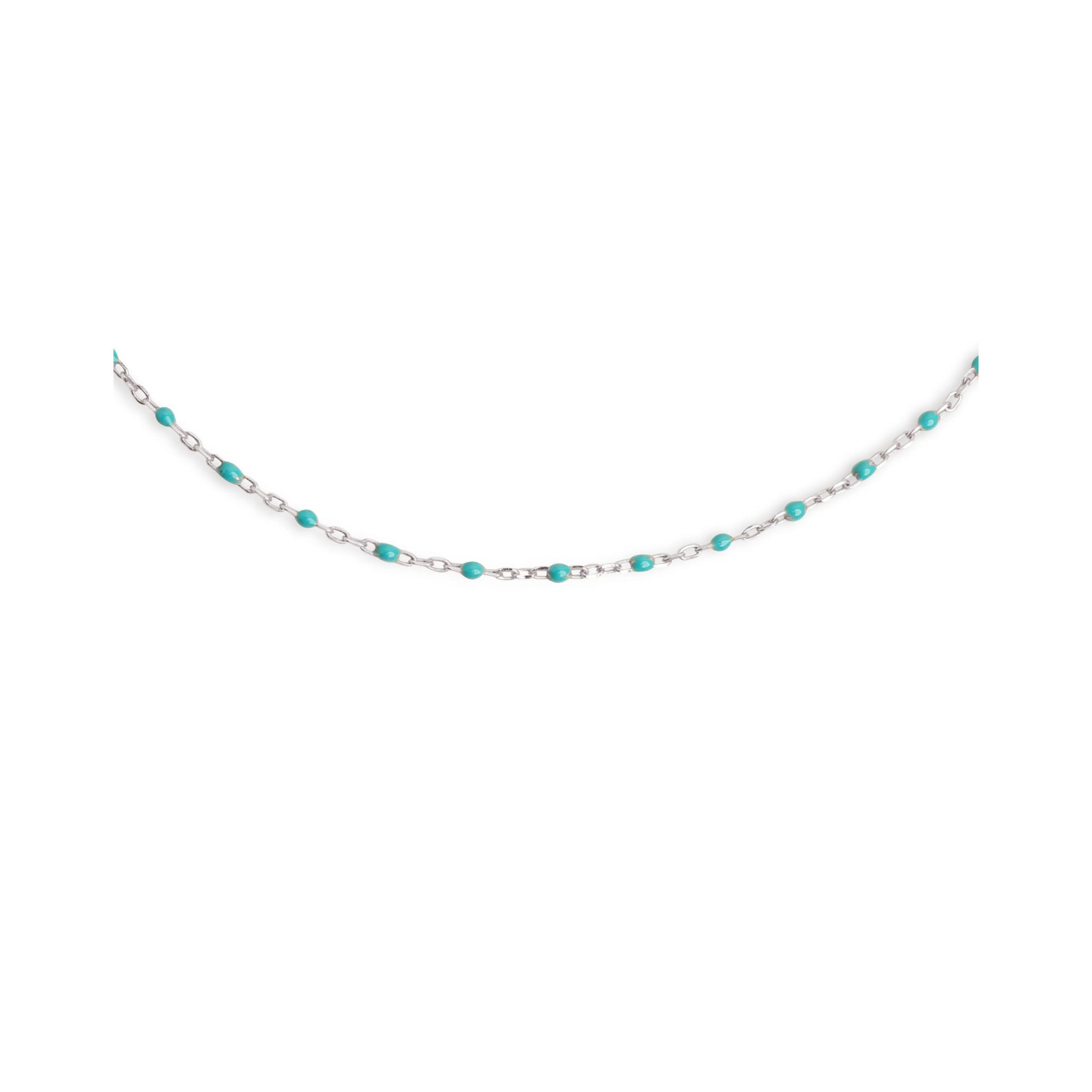 Collar Dots Turquoise Enamel Plata