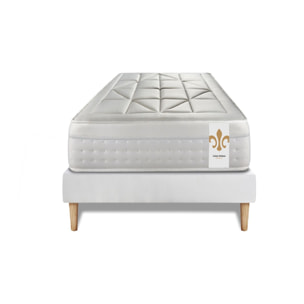 Somier+Colchón Muelles ensacados y espuma viscoelástica - Kit de base de cama - Blanco - Vingt-Huit