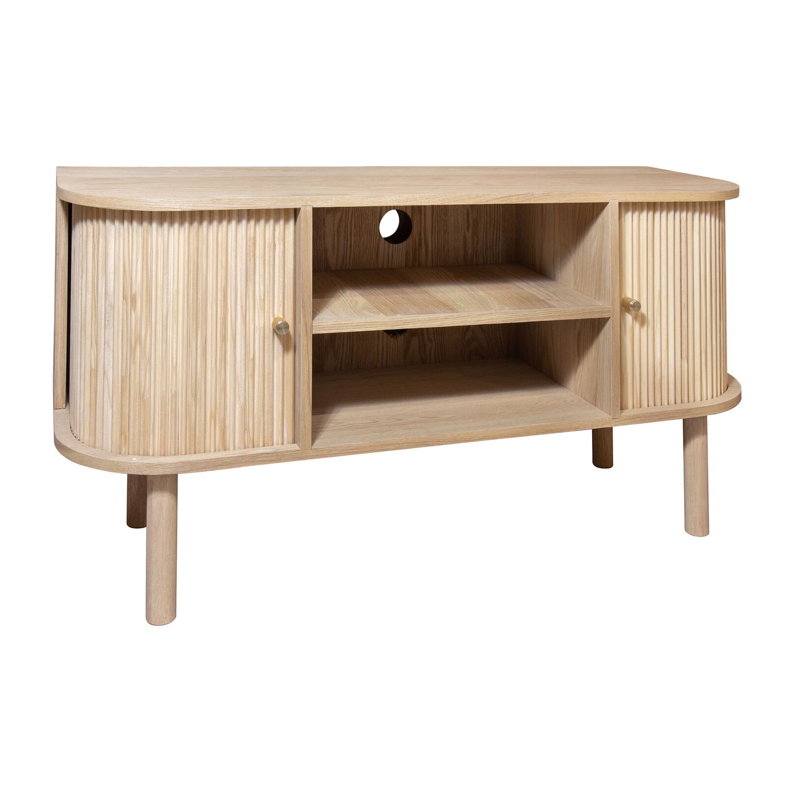 MEUBLE TV BOIS DE PIN NATUREL AVEC DEUX PORTES 110X39X55CM HECTOR