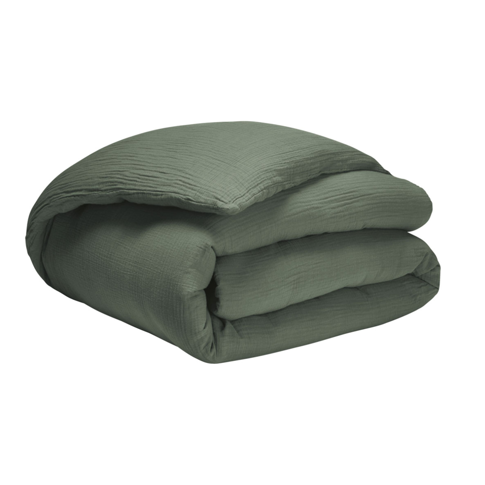 Housse de couette unie en gaze de coton, TENDRESSE, Vert