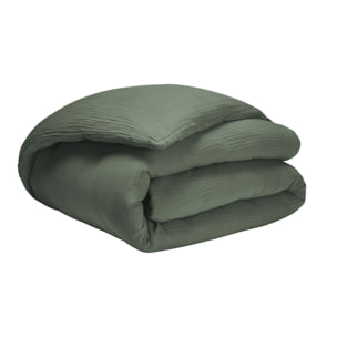 Housse de couette unie en gaze de coton, TENDRESSE, Vert