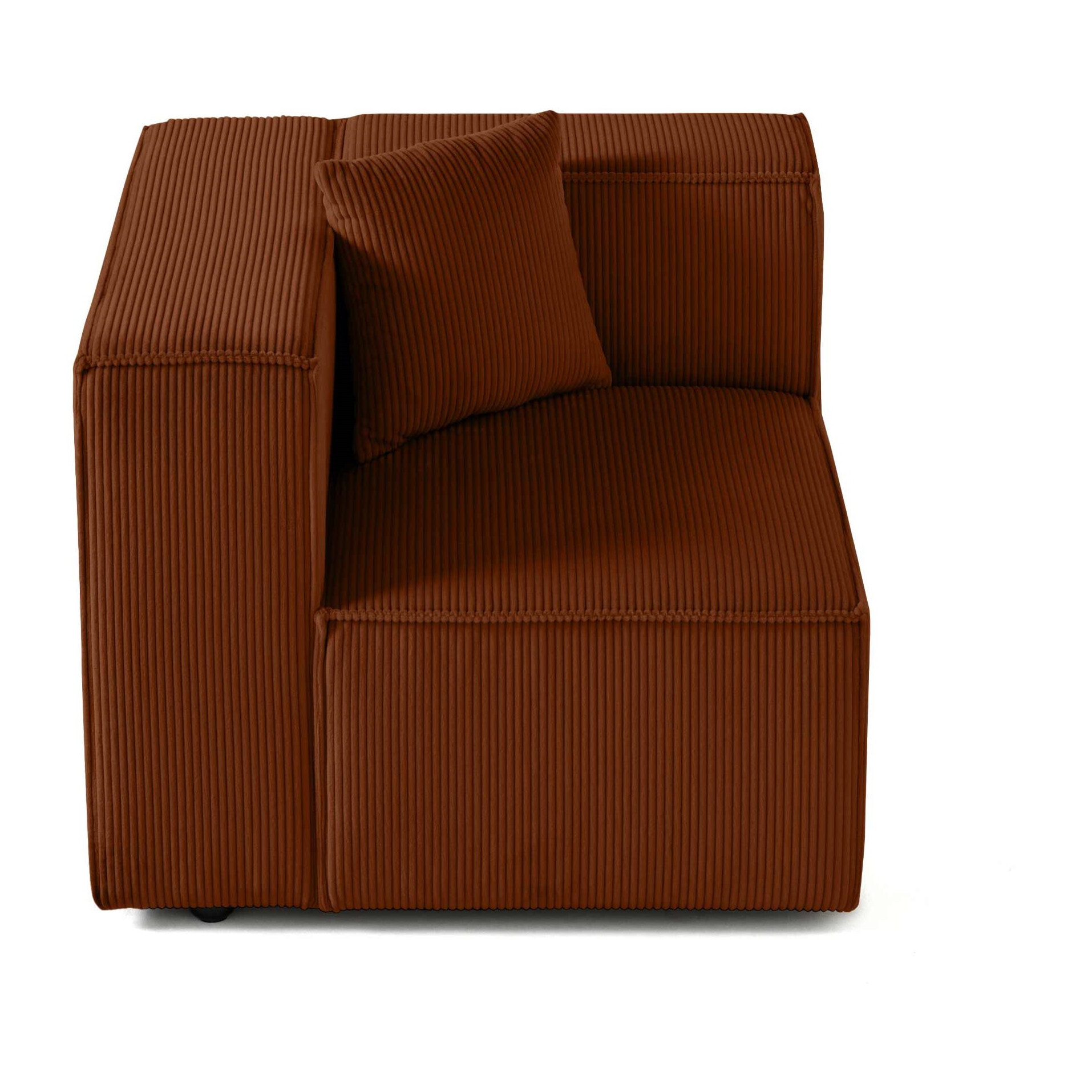 Arty - module d'assise gauche - en velours côtelé - Terracotta