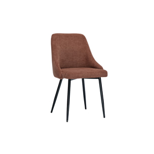Chaises en tissu chenille terre brûlée et métal noir (lot de 2) HASTA
