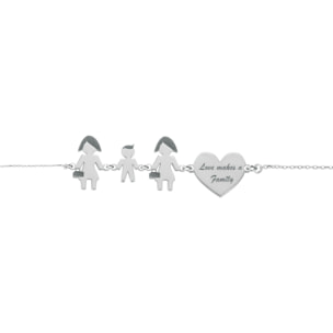 Bracciale Love Makes a Family Lei-Bimbo-Lei-Cuore Argento