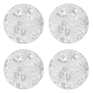 Set de 4 individuales de vinilo CERAMIKO, Esencia Floral Gris 4u-[Diam] 40 cm