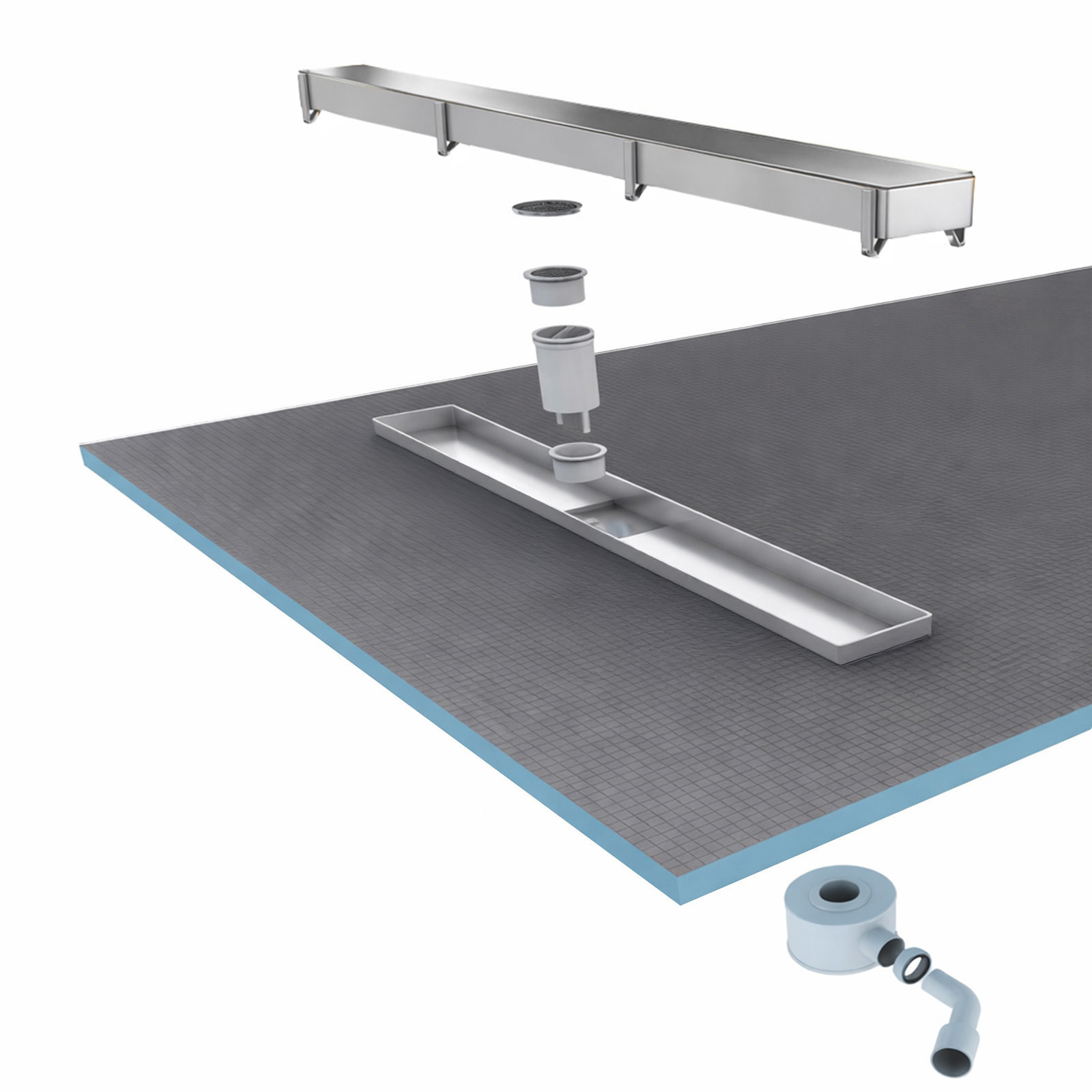 RECEVEUR DE DOUCHE A CARRELER 90x140CM RECOUPABLE AVEC BONDE CANIVEAU