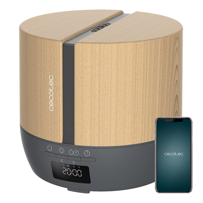 Cecotec Diffuseur d'Arômes PureAroma 550 Connected Grey Woody. Capacité 500 ML,