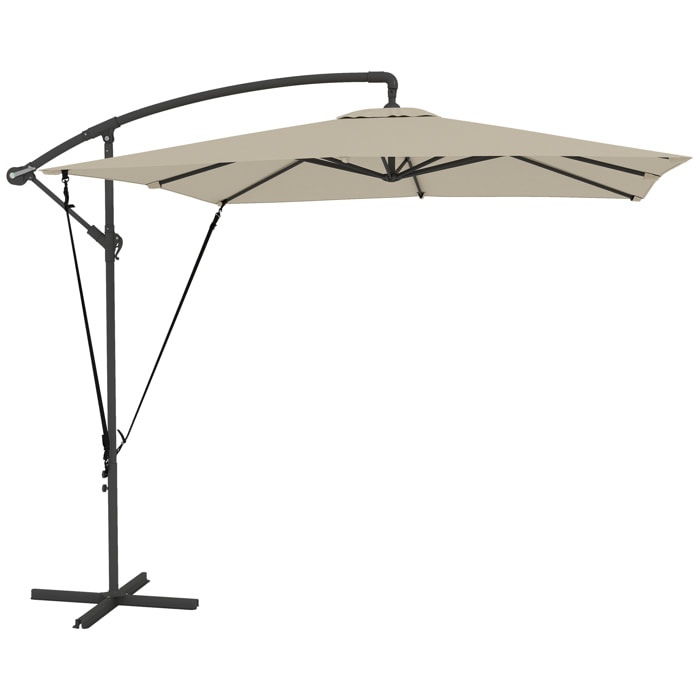 Parasol déporté carré inclinable 2,5 x 2,5 m - manivelle - housse protection incluse - kaki