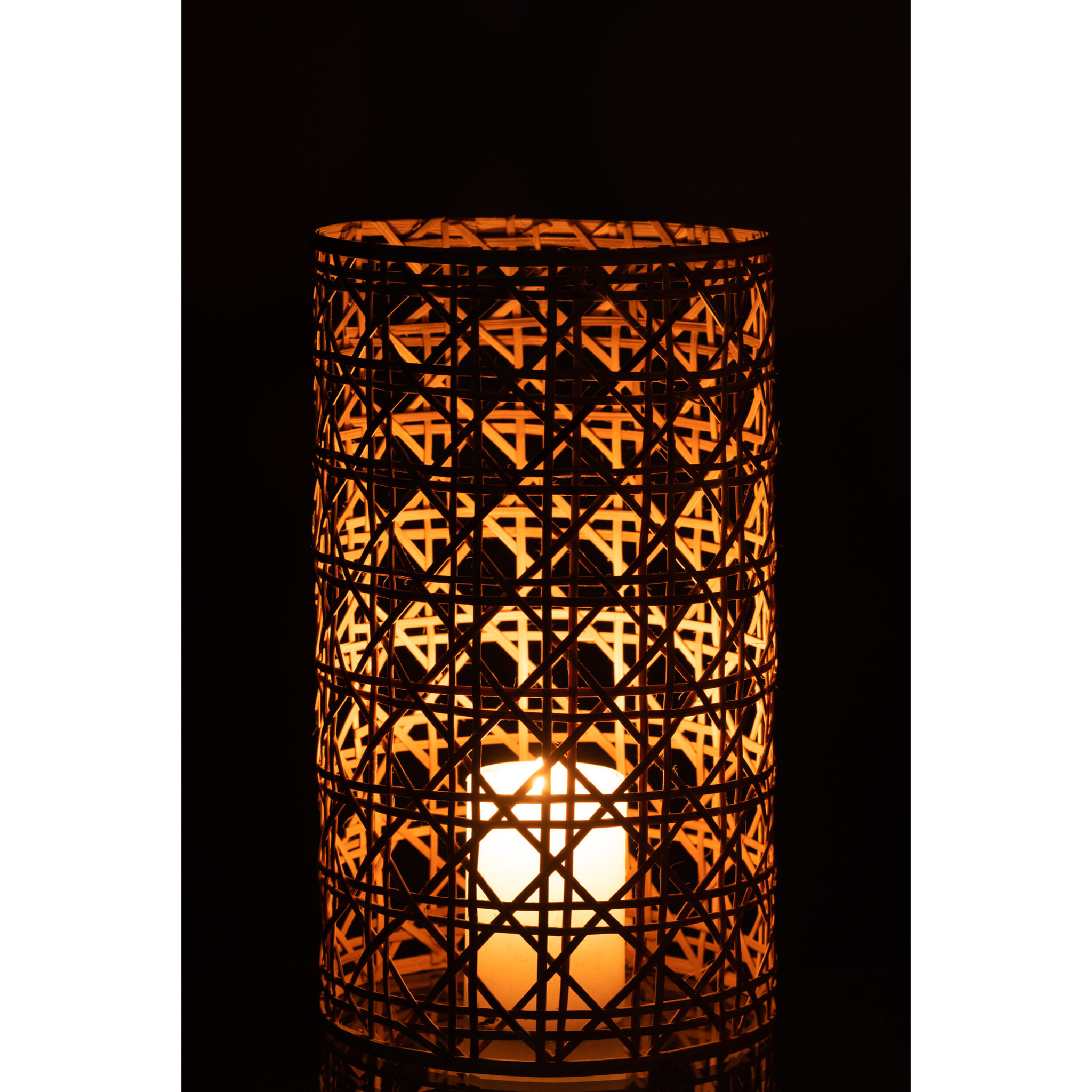 J-Line photophore Candice - verre/rotin - naturel - large