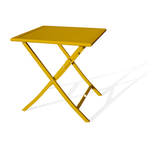 MARIUS - Table de jardin pliante en aluminium moutarde