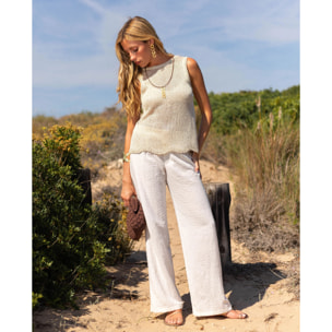 Top de mujer de punto con brillo metalizado