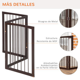 Barrera de Seguridad Plegable Perros Pequeños 160x76 cm para Puertas Café Oscuro