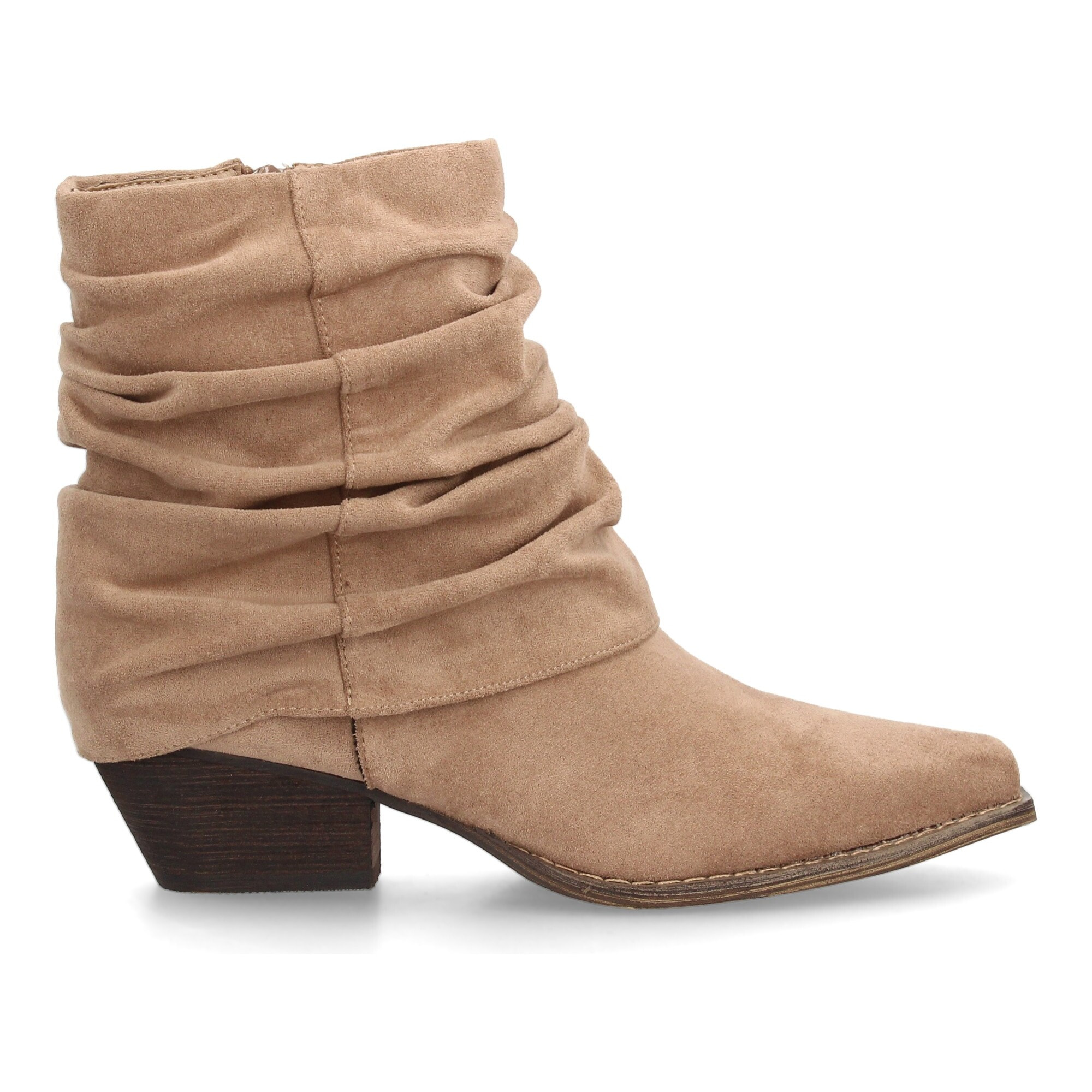 Botín cowboy fruncido con tacón bajo