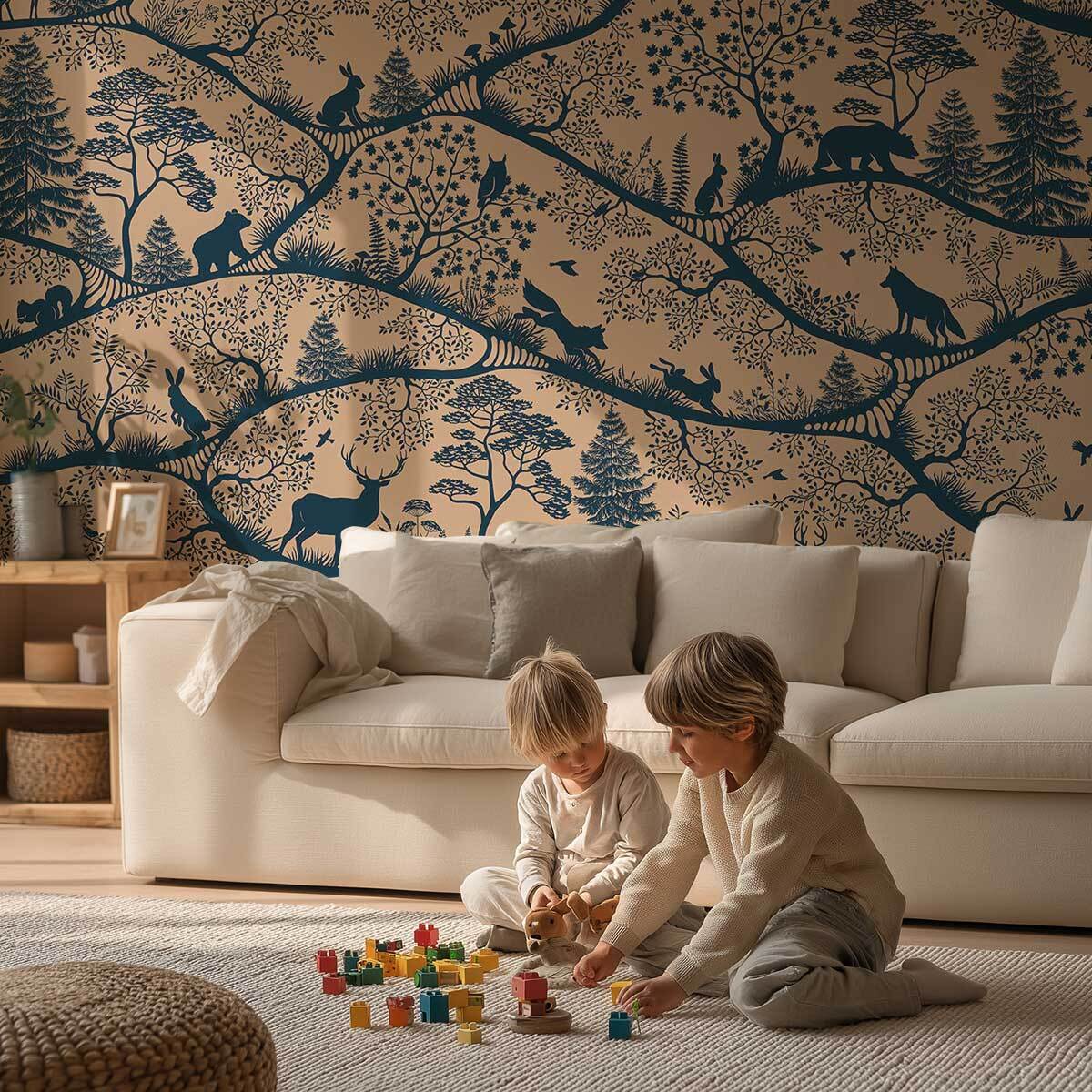 Papier peint forêt ludique chambre enfant Intissé