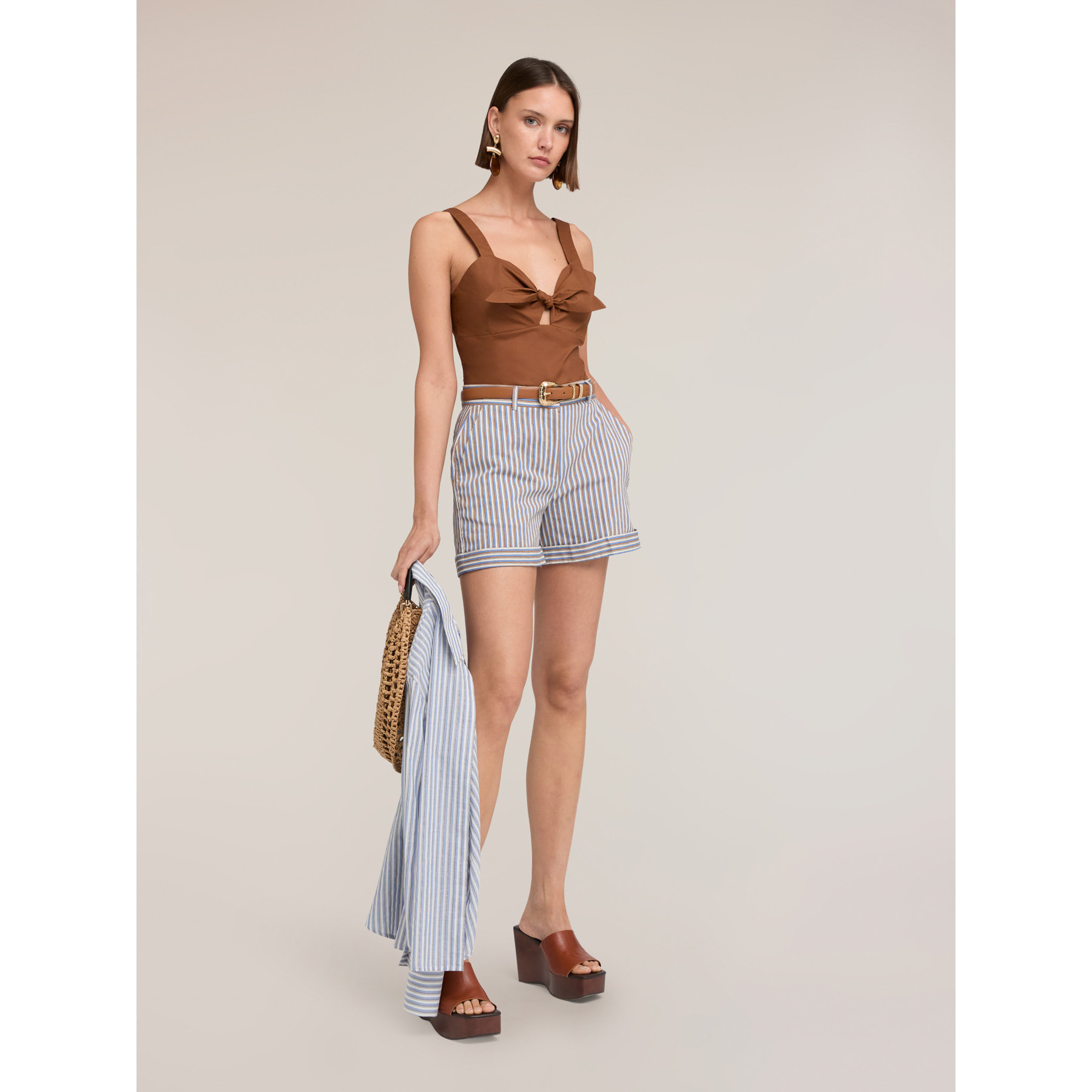 Motivi - Top corto con fiocco - Marrone