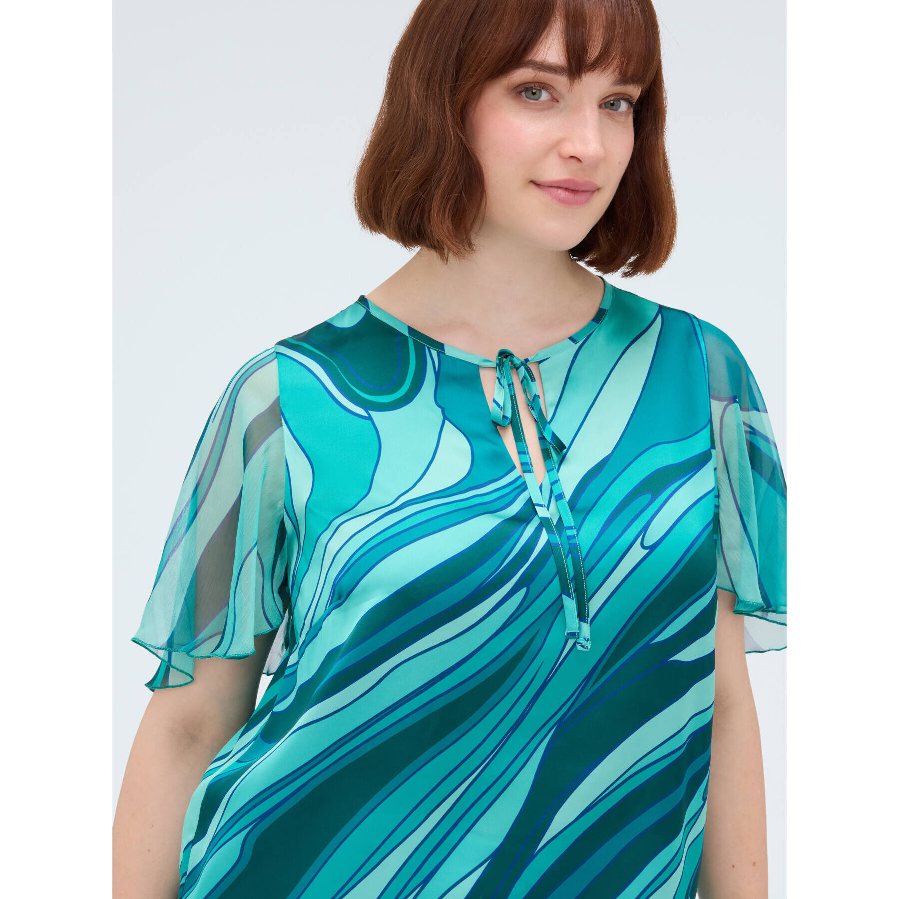 Fiorella Rubino - Blusa bimaterica con stampa - Verde