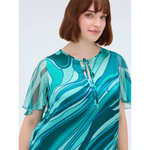 Fiorella Rubino - Blusa bimaterica con stampa - Verde