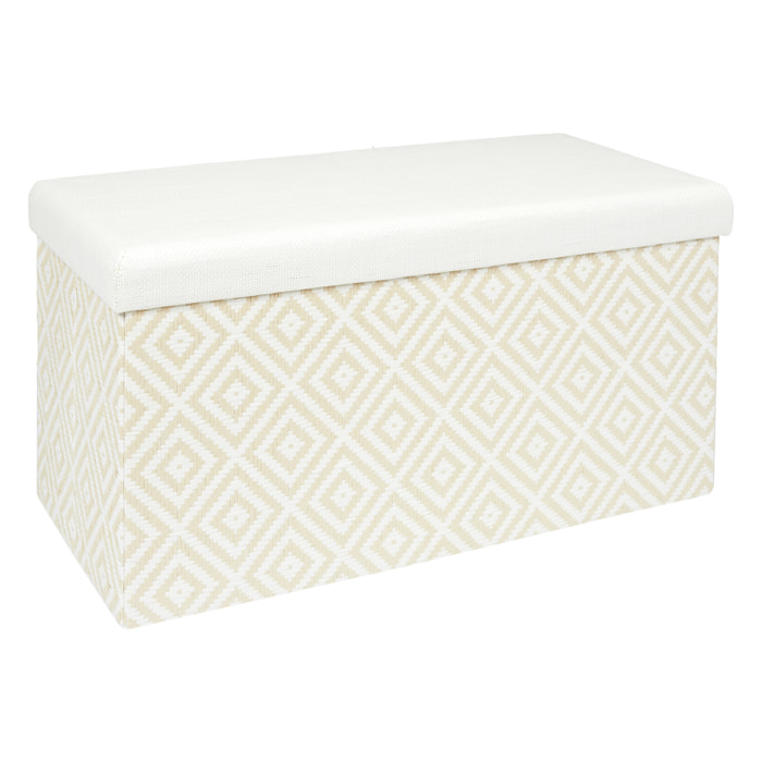 Coffre Banc Pliable Tresse Blanc