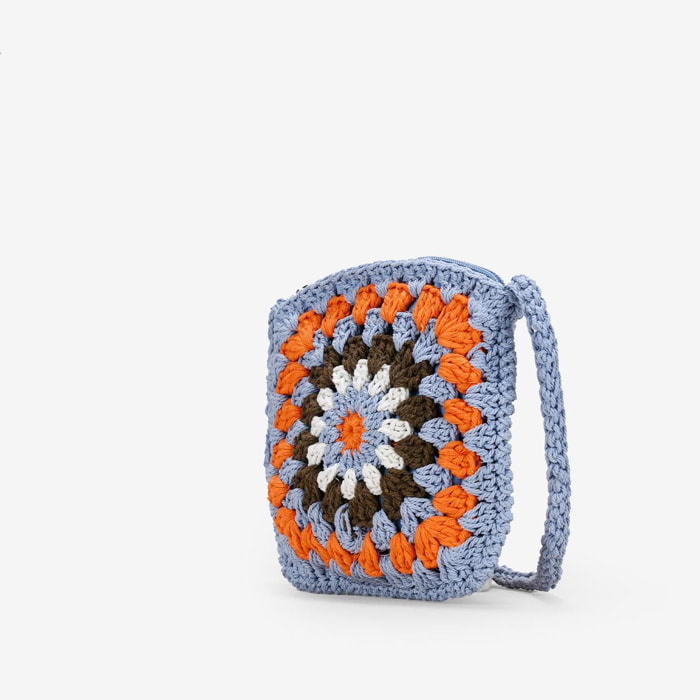 Bolso crochet pequeño azul y multicolor