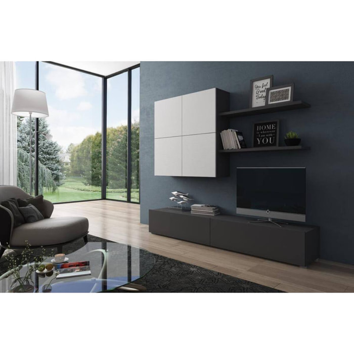 Parete attrezzata soggiorno reversibile, 200 x 39.6 x 31.2, Antracite