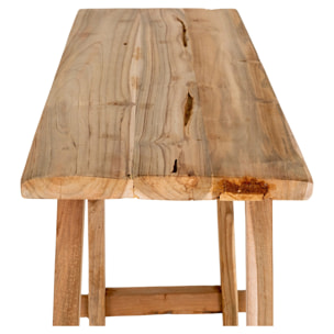 Consolle Girona in teak naturale con gambe a cavalletto, 90×30×80 cm