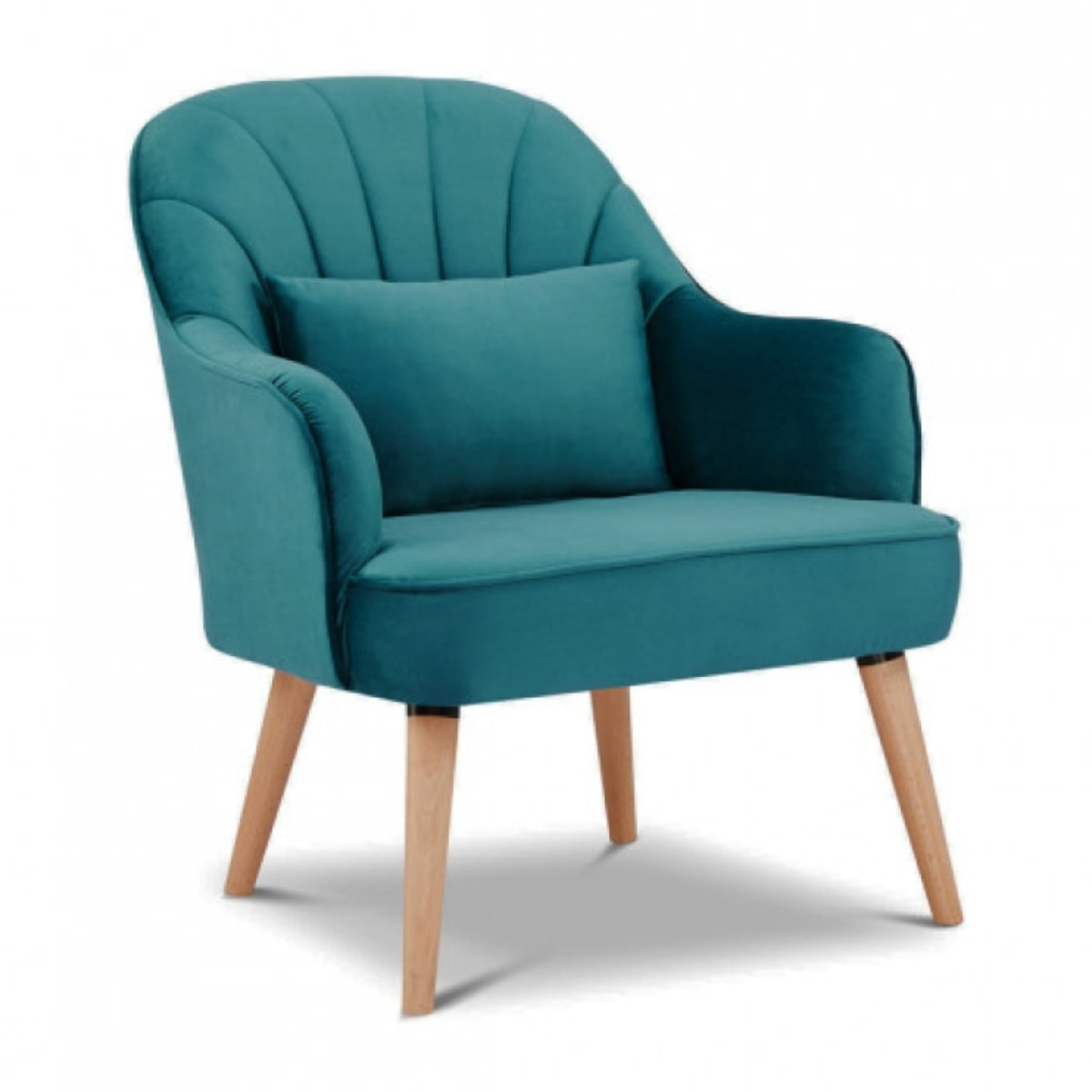 Fauteuil crapaud matelassé en velours avec 1 coussin - 2 coloris - SHELL