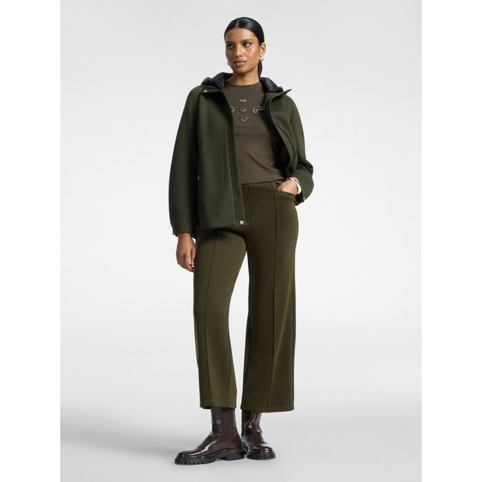 Elena Mirò - Pantaloni cropped in scuba - Verde militare