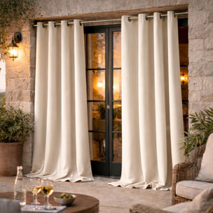 Rideau d'extérieur en tissu déperlant - Ecru
