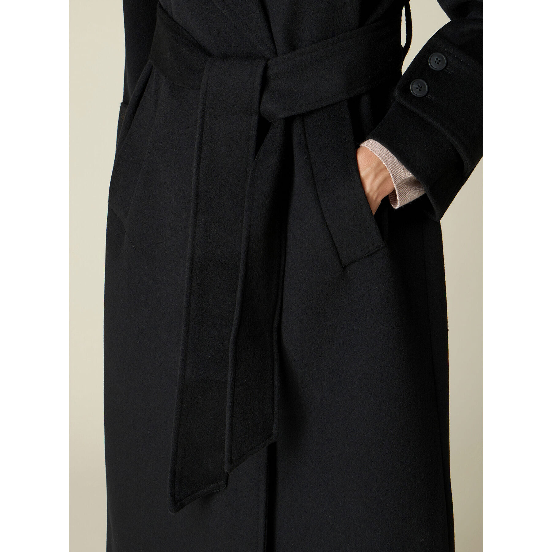 Oltre - Cappotto doppiopetto misto lana - Nero