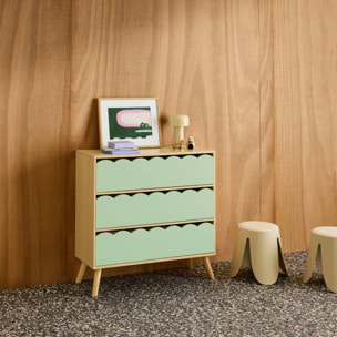 Commode enfant décor bois 3 tiroirs AZUR